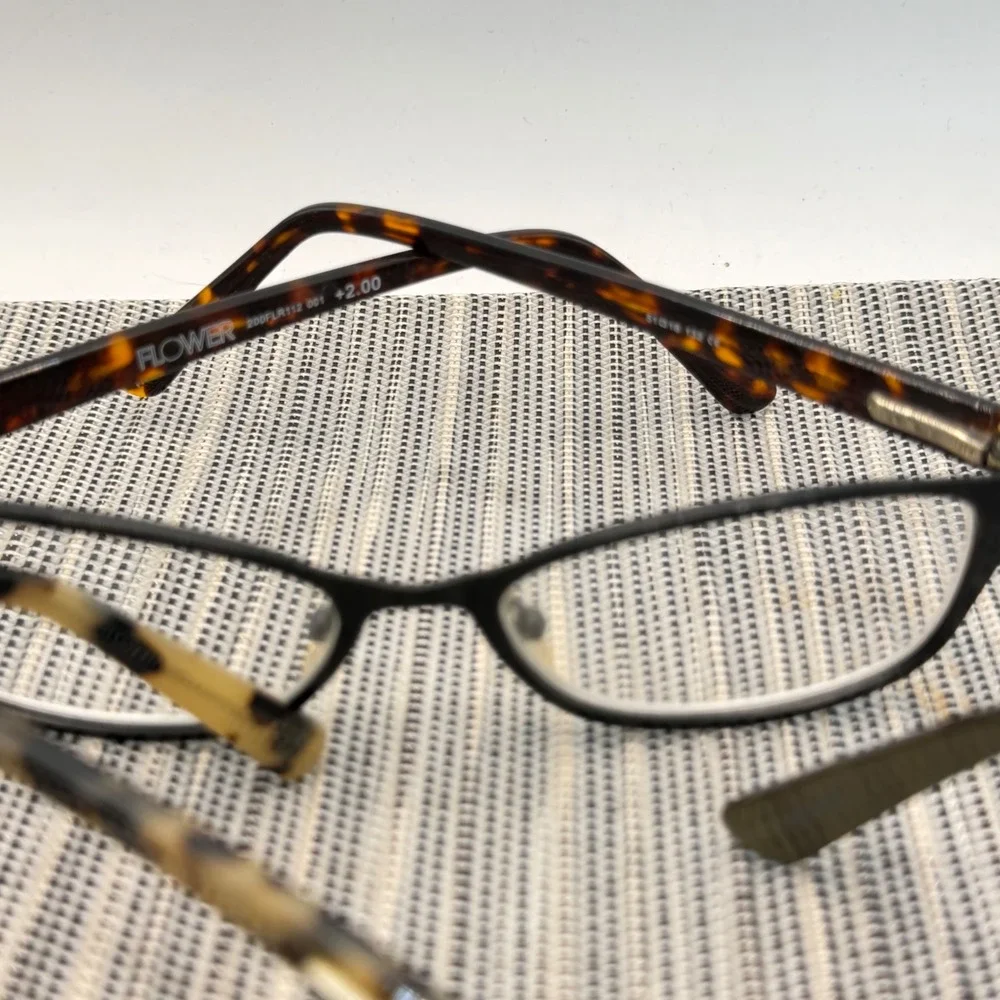 Flower by Drew Barrymore Reading Glasses Lot 3 Pair +2.00 Black Brown Tortoise